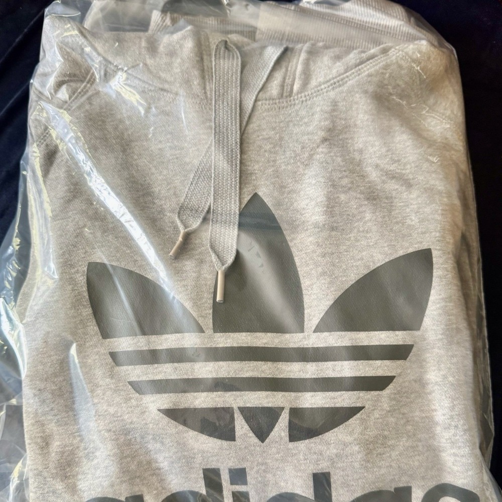 Adidas Originals XL Pullover Hoodie Trefoil Logo Heather Gray Gym Soft Sporty